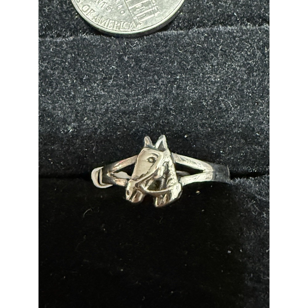 Vintage Sterling Silver Ring Horse Head  Band  Size 7.5 7 1/2 Unisex 925